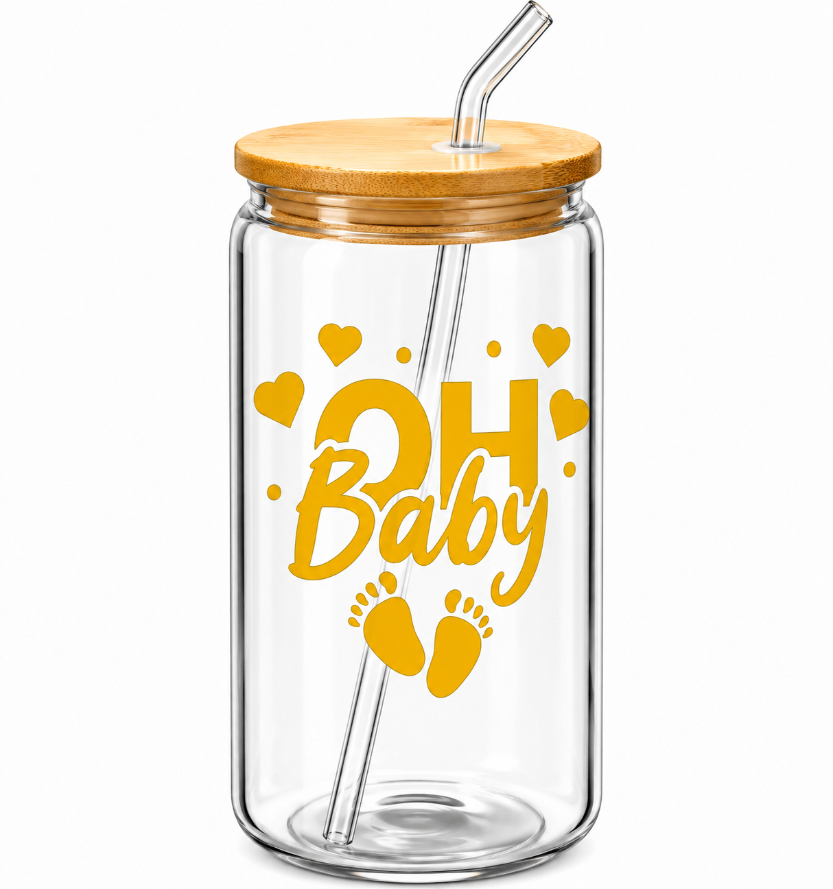 Oh Baby + Baby Feet Glass Tumbler -16oz