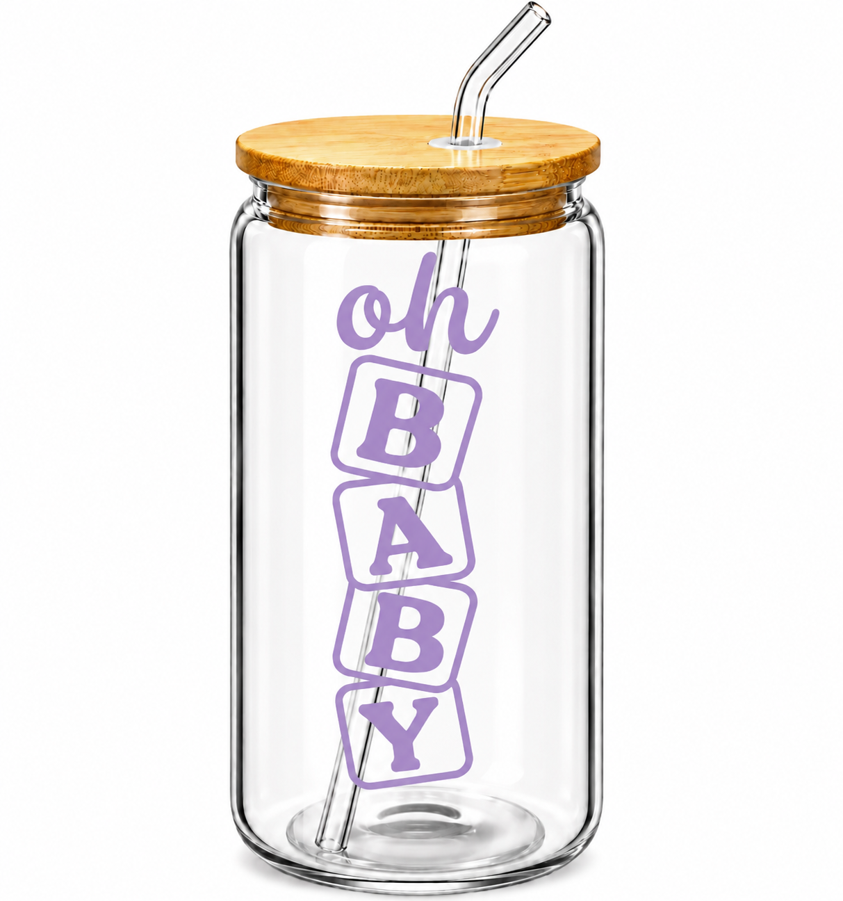 Vertical Oh Baby Glass Tumbler -16oz