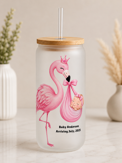 Flamingo Baby Glass Tumbler -16oz