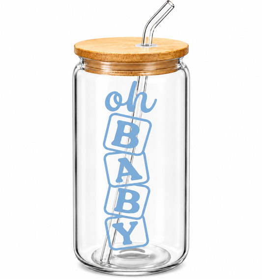 Vertical Oh Baby Glass Tumbler -16oz