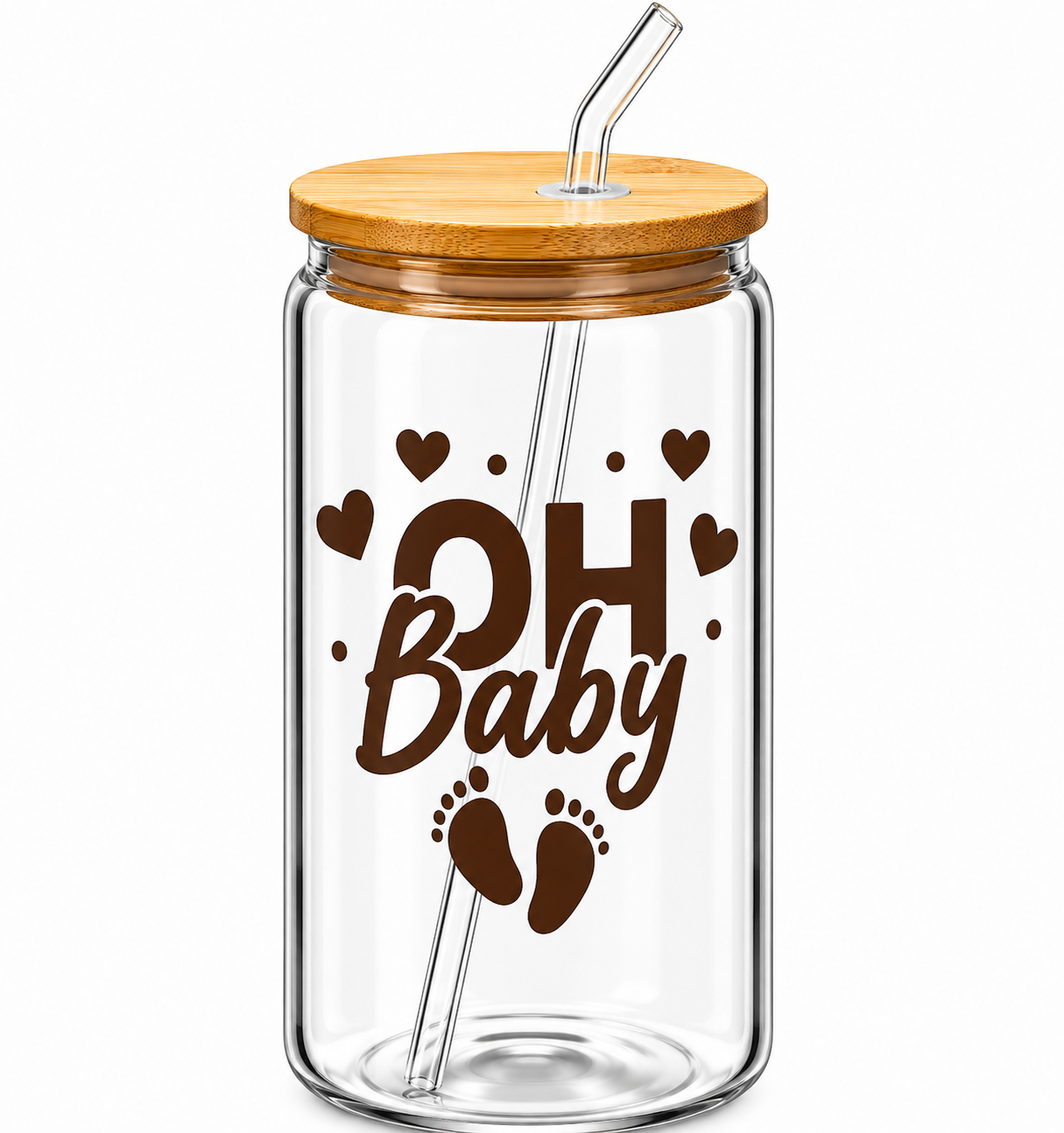 Oh Baby + Baby Feet Glass Tumbler -16oz