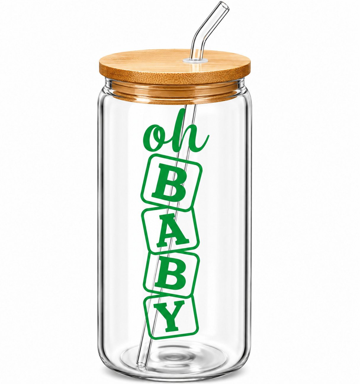 Vertical Oh Baby Glass Tumbler -16oz