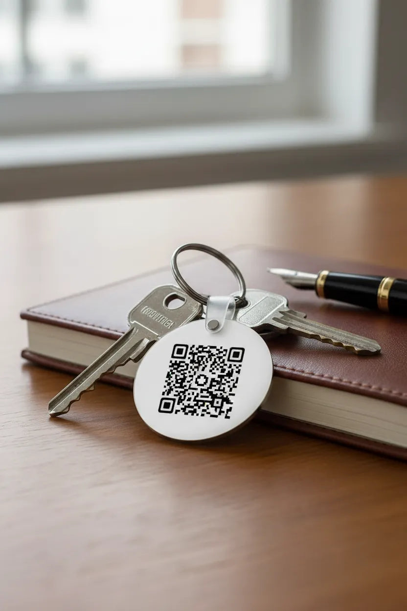 Custom QR Code Wooden Keychain