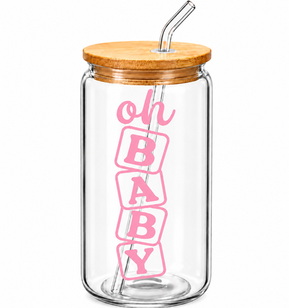 Vertical Oh Baby Glass Tumbler -16oz