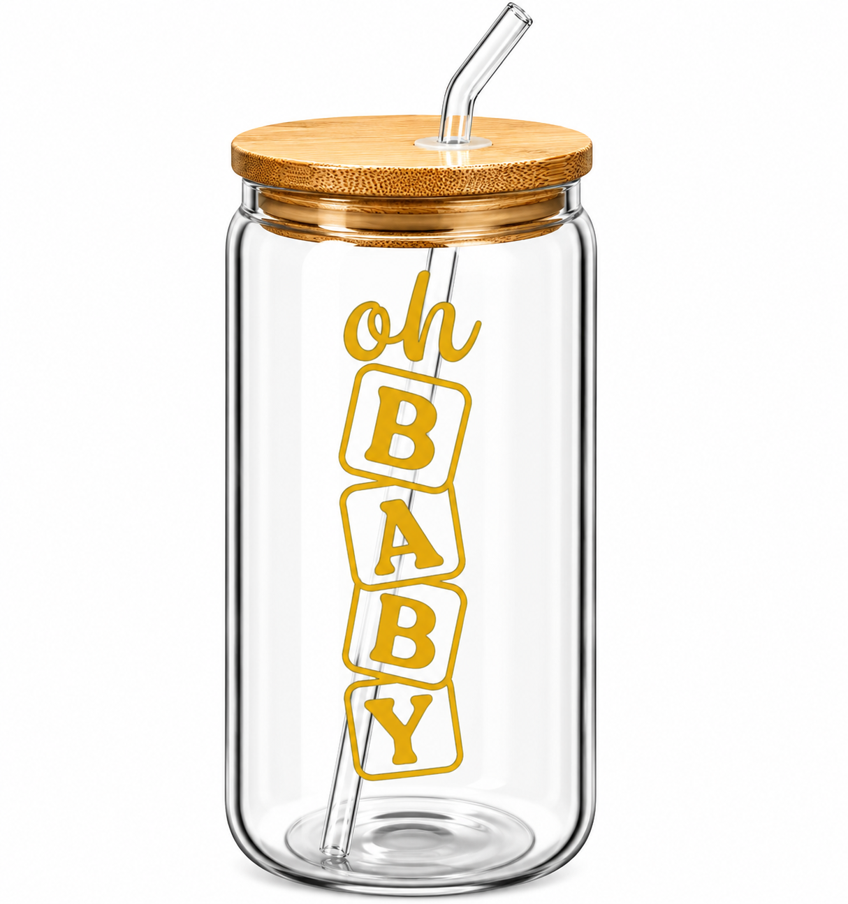 Vertical Oh Baby Glass Tumbler -16oz