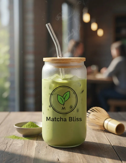 Frosted Glass Tumbler with bamboo lid - 17oz