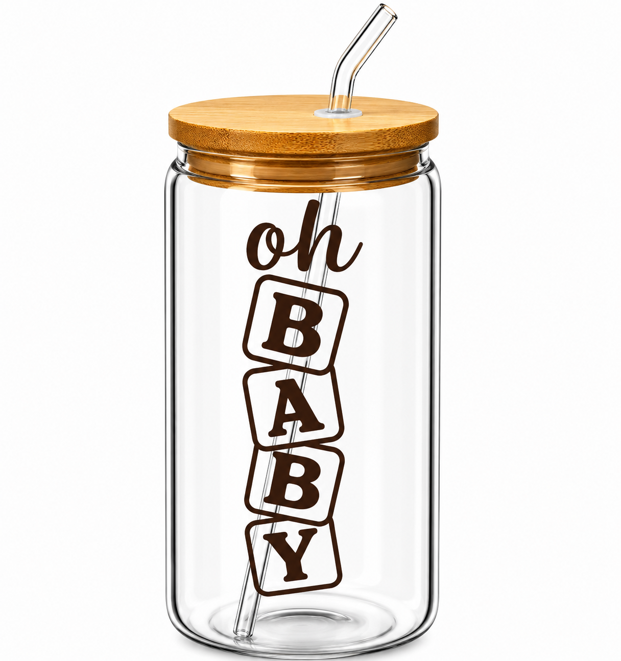 Vertical Oh Baby Glass Tumbler -16oz