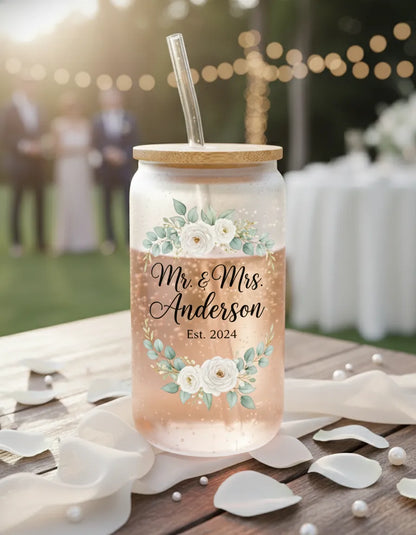 Frosted Glass Tumbler with bamboo lid - 17oz