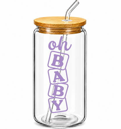 Vertical Oh Baby Glass Tumbler -16oz