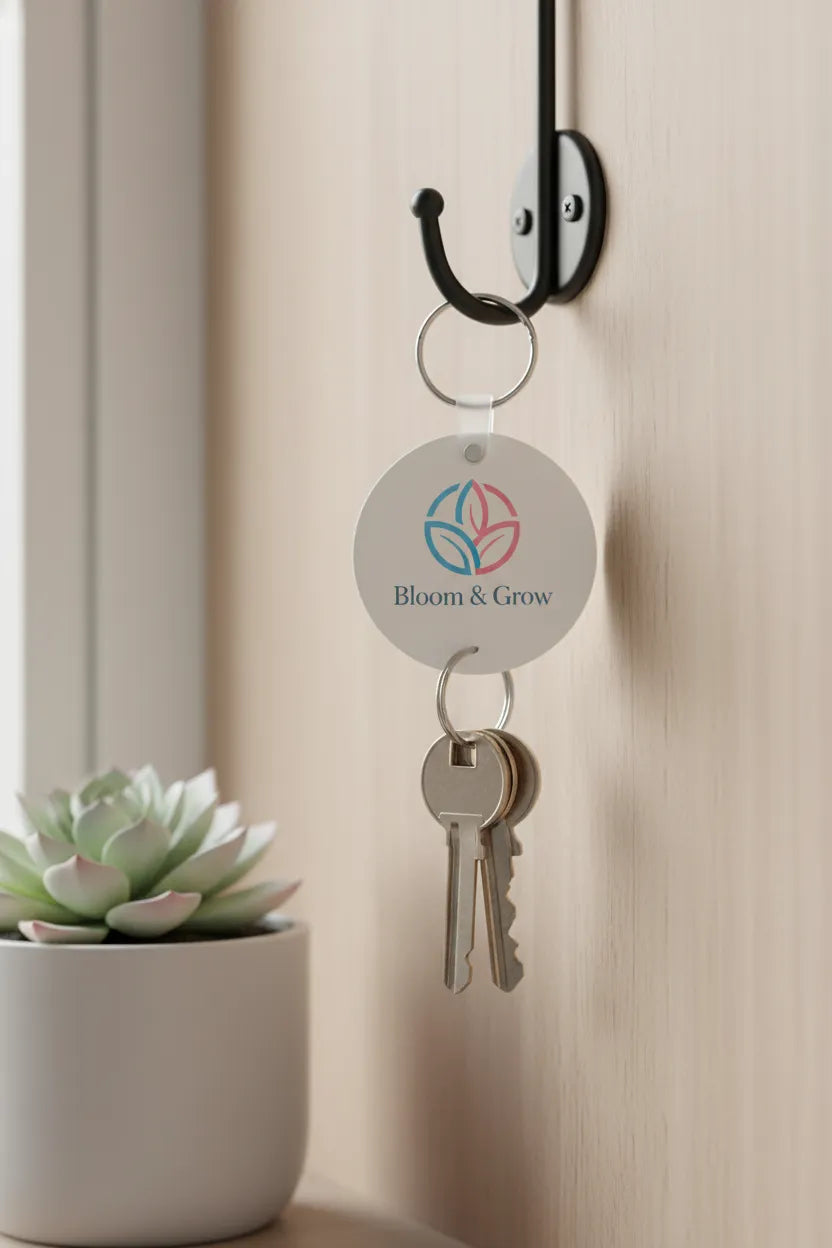 Custom QR Code Wooden Keychain