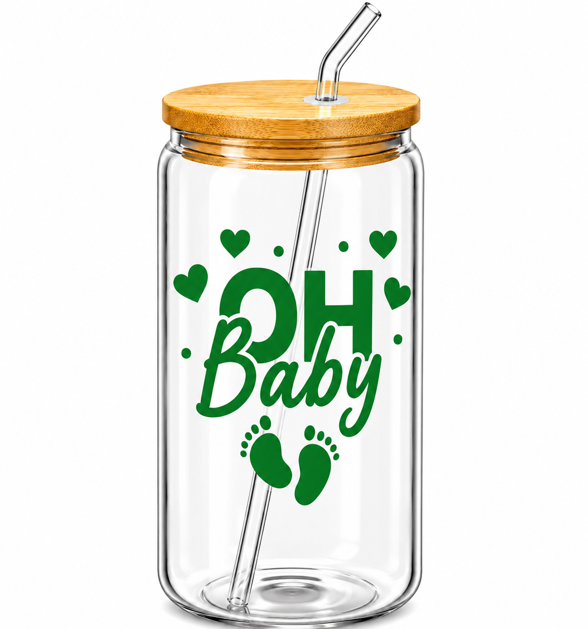 Oh Baby + Baby Feet Glass Tumbler -16oz
