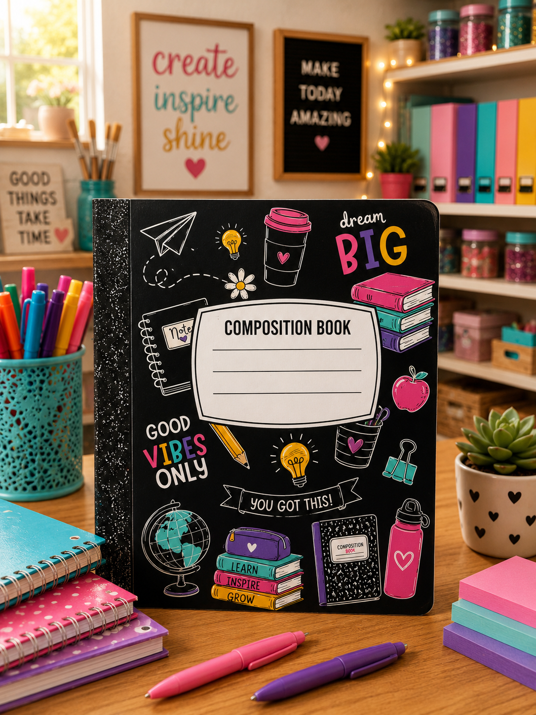 Custom Composition Book 2pk (Girly Designs)