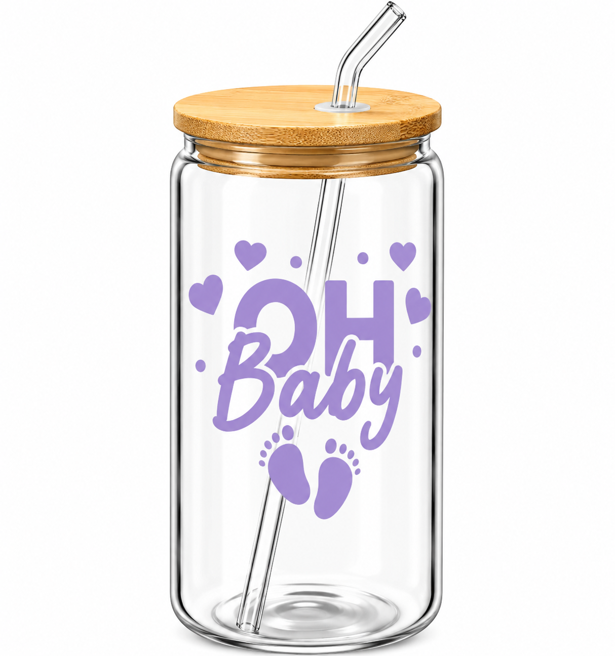 Oh Baby + Baby Feet Glass Tumbler -16oz