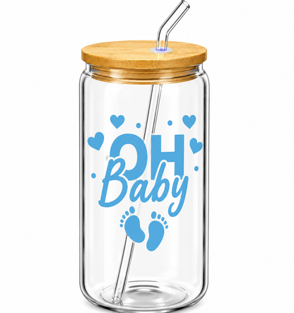 Oh Baby + Baby Feet Glass Tumbler -16oz