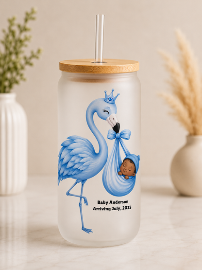 Flamingo Baby Glass Tumbler -16oz