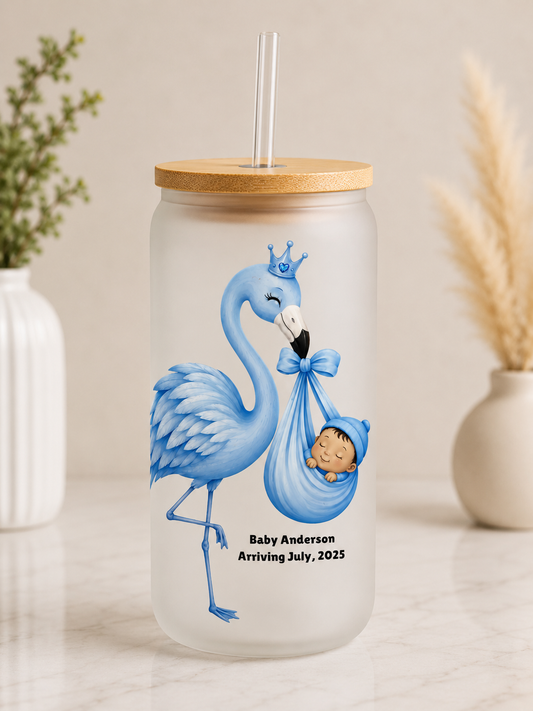 Flamingo Baby Glass Tumbler -16oz
