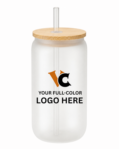 Frosted Glass Tumbler with bamboo lid - 17oz