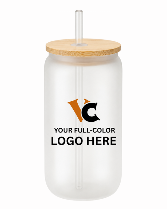 Frosted Glass Tumbler with bamboo lid - 17oz