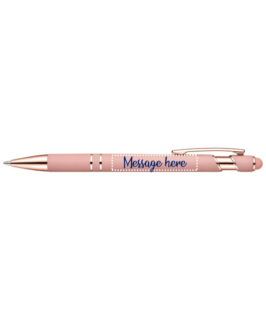 Soft-Touch Stylus Ballpoint Pen - Black Ink (Custom Message)