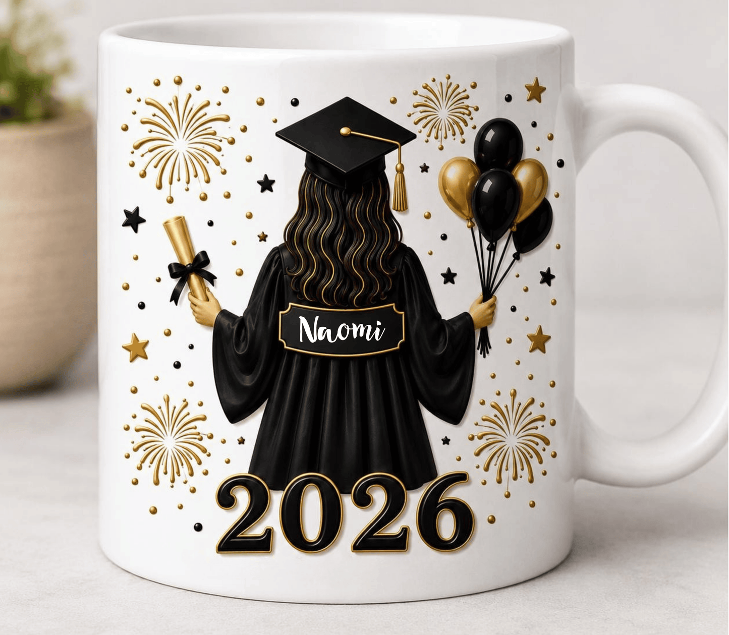 Black & Gold Grad Mug - 11oz (Custom)